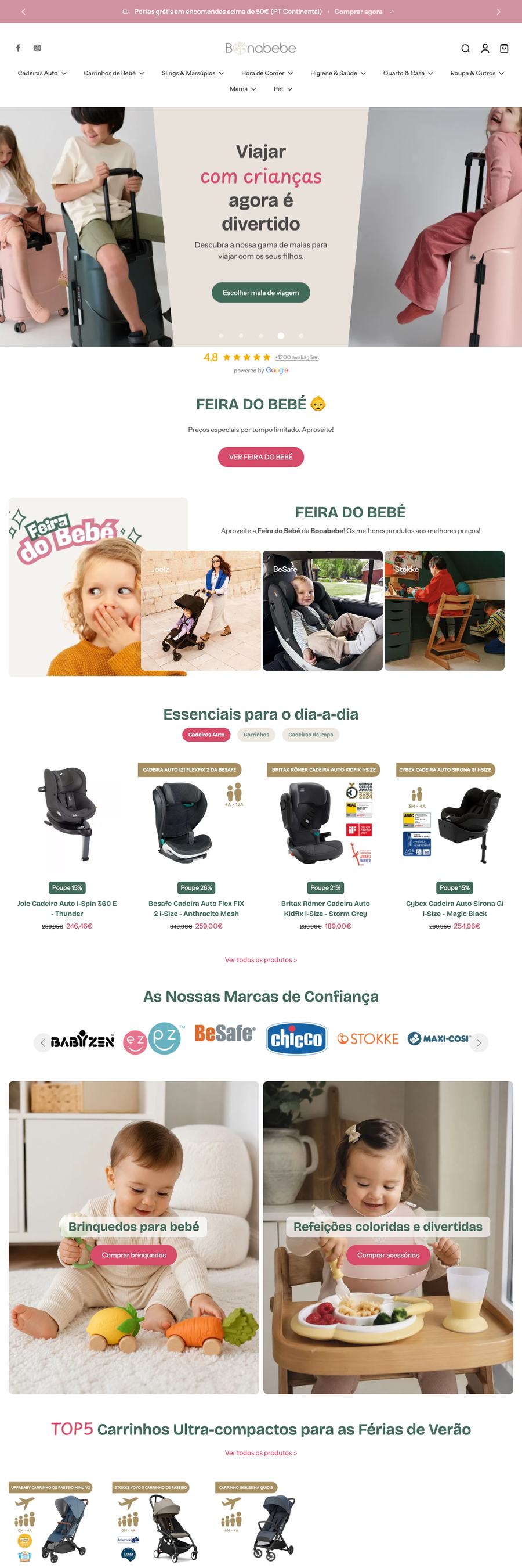 Página inicial da loja Bona Bebé