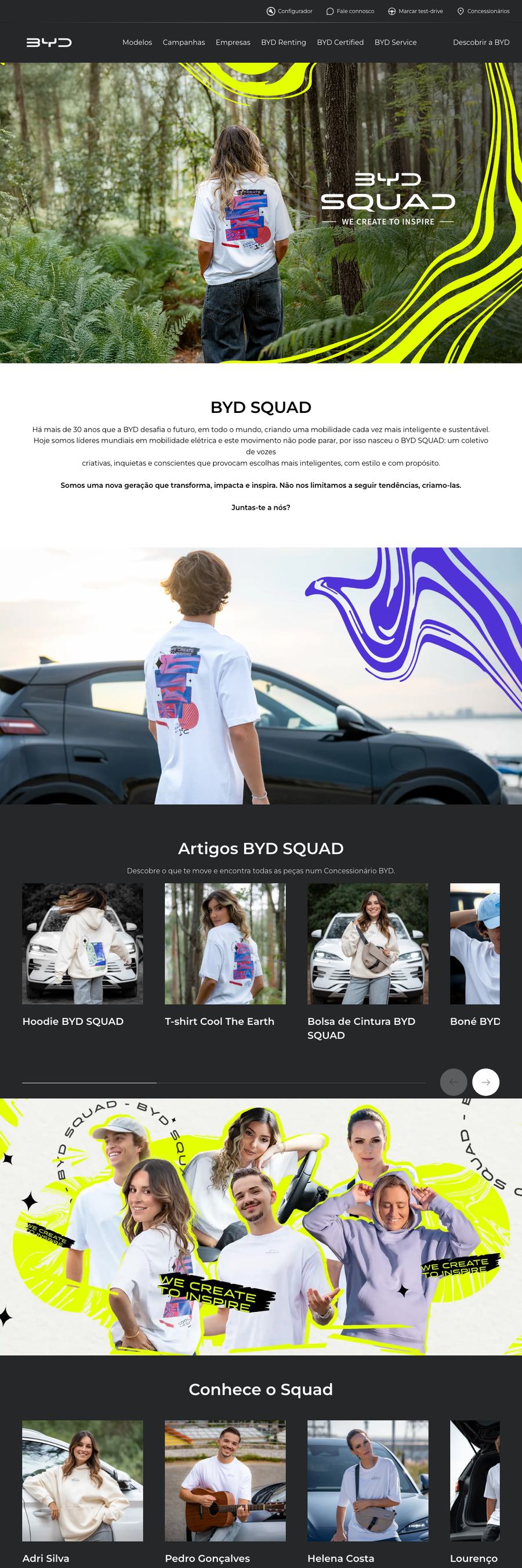 Página inicial da loja BYD Squad