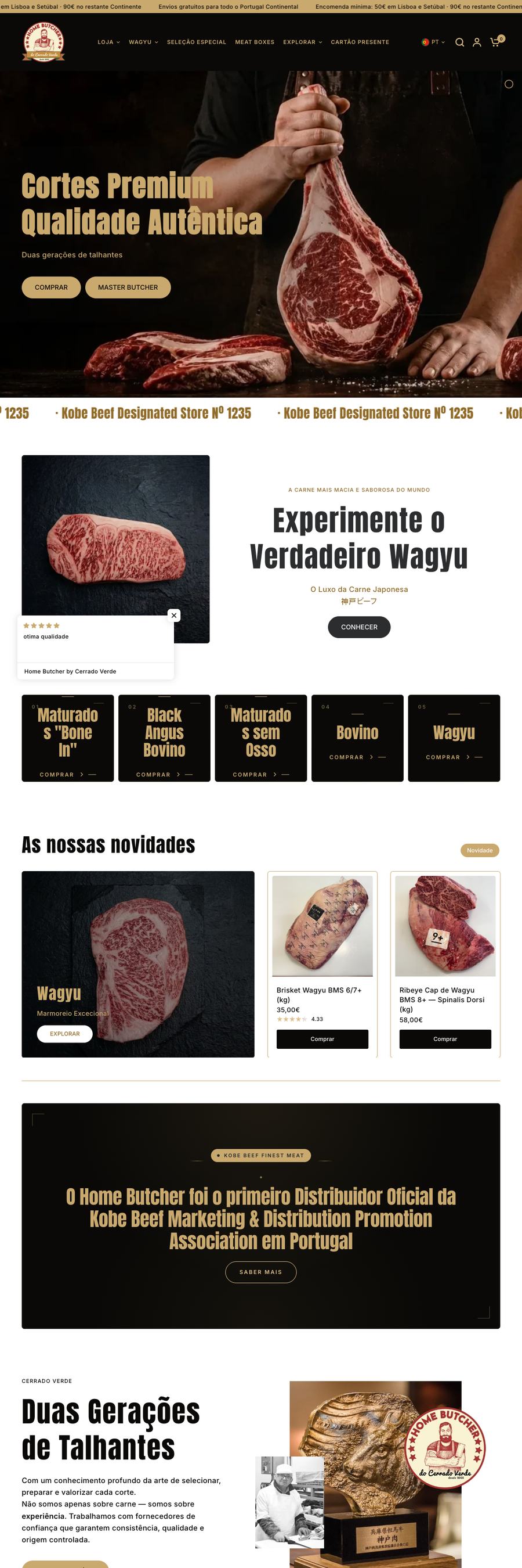 Página inicial da loja Home Butcher