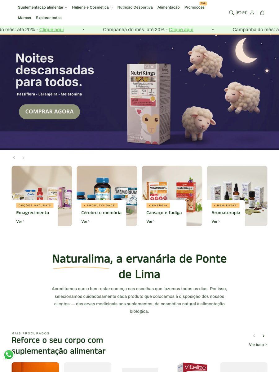Página inicial da loja Naturalima